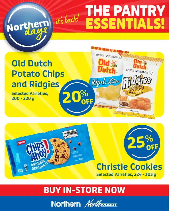Stock up that shelf everybody checks for a quick snack.Christie Cookies and Old Dutch potato chips are both on sale for ...